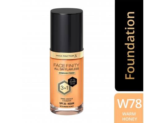 Zoom στο MAX FACTOR FACEFINITY ALL DAY FLAWLESS 3 IN 1 FOUNDATION SPF 20 No W78 WARM HONEY 30ml